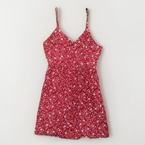 Justify Red Floral Sleeveless A-Line Dress Smocked Waist M